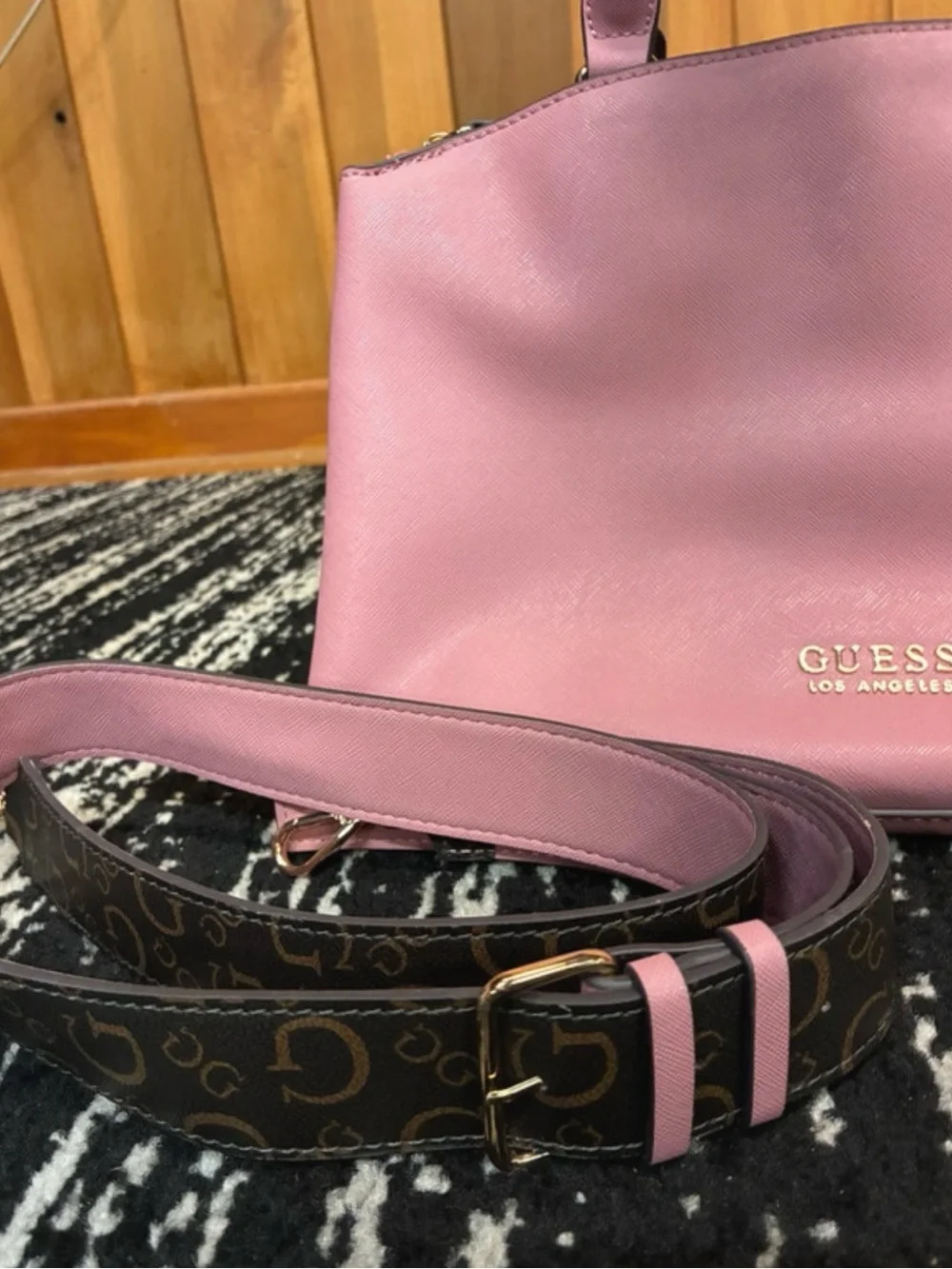 GUESS Pink Dome Satchel with Signature Strap